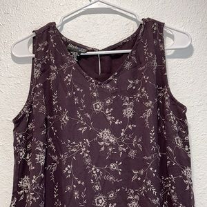 Style & Co petite sleeveless raisin purple floral maxi dress for women